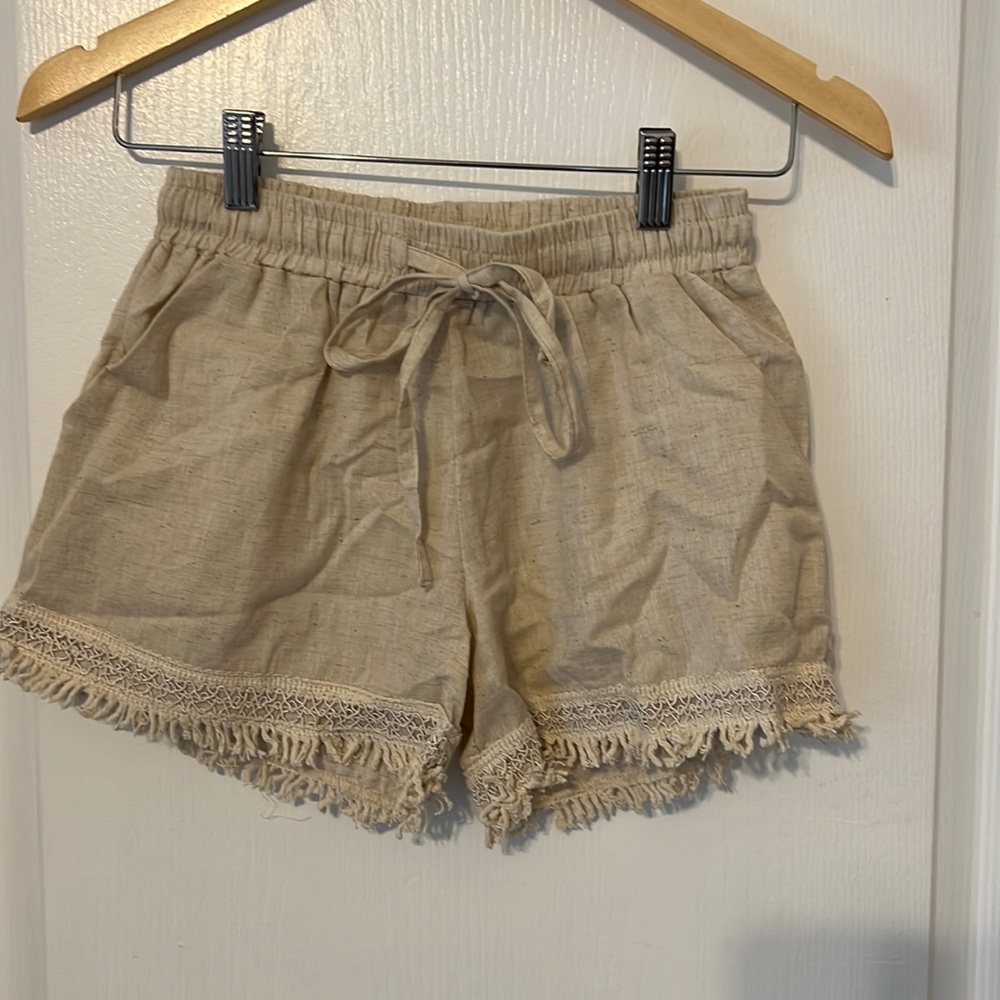 Sim and Sam shorts, size XS, cotton and linen with frayed legs